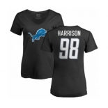 NFL Women's Nike Detroit Lions #98 Damon Harrison Black Name & Number Logo T-Shirt