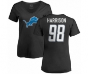 NFL Women's Nike Detroit Lions #98 Damon Harrison Black Name & Number Logo T-Shirt