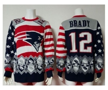 Nike New England Patriots #12 Tom Brady Red Navy Blue Men''s Ugly Sweater