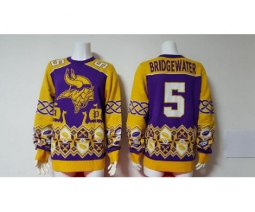 Nike Minnesota Vikings #5 Bridgewater Purple Men's Ugly Sweater