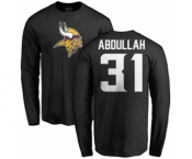 NFL Nike Minnesota Vikings #31 Ameer Abdullah Black Name & Number Logo Long Sleeve T-Shirt