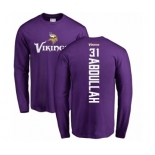 NFL Nike Minnesota Vikings #31 Ameer Abdullah Purple Backer Long Sleeve T-Shirt