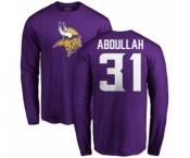 NFL Nike Minnesota Vikings #31 Ameer Abdullah Purple Name & Number Logo Long Sleeve T-Shirt