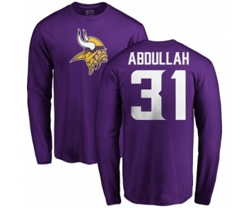 NFL Nike Minnesota Vikings #31 Ameer Abdullah Purple Name & Number Logo Long Sleeve T-Shirt