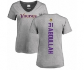 NFL Women's Nike Minnesota Vikings #31 Ameer Abdullah Ash Backer V-Neck T-Shirt