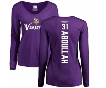 NFL Women's Nike Minnesota Vikings #31 Ameer Abdullah Purple Backer Slim Fit Long Sleeve T-Shirt