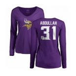 NFL Women's Nike Minnesota Vikings #31 Ameer Abdullah Purple Name & Number Logo Slim Fit Long Sleeve T-Shirt