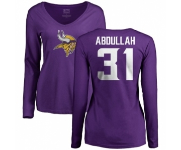 NFL Women's Nike Minnesota Vikings #31 Ameer Abdullah Purple Name & Number Logo Slim Fit Long Sleeve T-Shirt