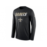 Men's New Orleans Saints Nike Black Legend Staff Practice Long Sleeves Performance T-Shirt