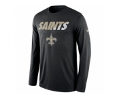 Men's New Orleans Saints Nike Black Legend Staff Practice Long Sleeves Performance T-Shirt