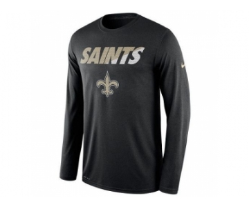 Men's New Orleans Saints Nike Black Legend Staff Practice Long Sleeves Performance T-Shirt