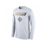 Men's New Orleans Saints Nike White Legend Staff Practice Long Sleeves Performance T-Shirt