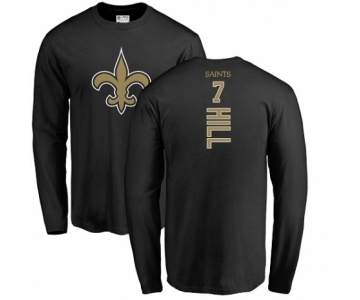 NFL Nike New Orleans Saints #7 Taysom Hill Black Backer Long Sleeve T-Shirt