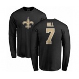 NFL Nike New Orleans Saints #7 Taysom Hill Black Name & Number Logo Long Sleeve T-Shirt