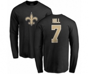 NFL Nike New Orleans Saints #7 Taysom Hill Black Name & Number Logo Long Sleeve T-Shirt