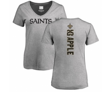 NFL Women's Nike New Orleans Saints #25 Eli Apple Ash Backer V-Neck T-Shirt