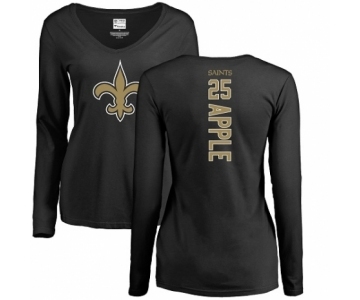 NFL Women's Nike New Orleans Saints #25 Eli Apple Black Backer Slim Fit Long Sleeve T-Shirt