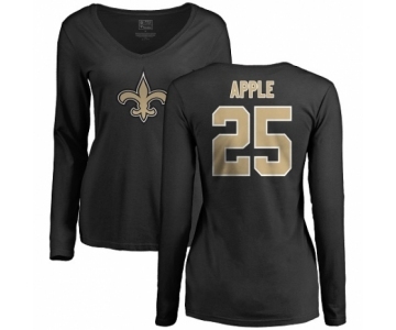 NFL Women's Nike New Orleans Saints #25 Eli Apple Black Name & Number Logo Slim Fit Long Sleeve T-Shirt