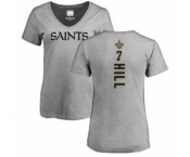 NFL Women's Nike New Orleans Saints #7 Taysom Hill Ash Backer V-Neck T-Shirt