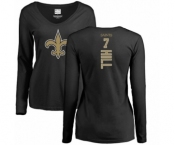 NFL Women's Nike New Orleans Saints #7 Taysom Hill Black Backer Slim Fit Long Sleeve T-Shirt