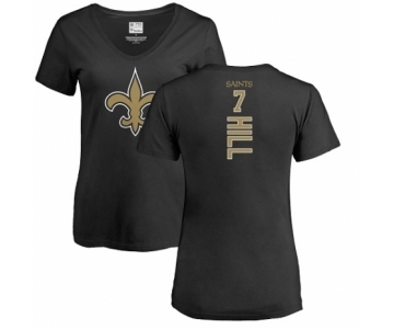 NFL Women's Nike New Orleans Saints #7 Taysom Hill Black Backer Slim Fit T-Shirt