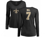 NFL Women's Nike New Orleans Saints #7 Taysom Hill Black Name & Number Logo Slim Fit Long Sleeve T-Shirt