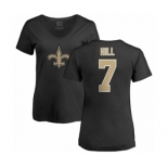 NFL Women's Nike New Orleans Saints #7 Taysom Hill Black Name & Number Logo Slim Fit T-Shirt