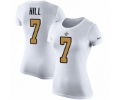 NFL Women's Nike New Orleans Saints #7 Taysom Hill White Rush Pride Name & Number T-Shirt