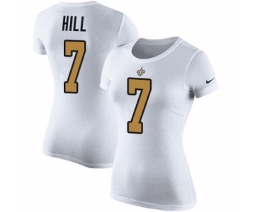 NFL Women's Nike New Orleans Saints #7 Taysom Hill White Rush Pride Name & Number T-Shirt