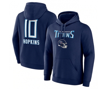 Men's Tennessee Titans #10 DeAndre Hopkins Navy Team Wordmark Name & Number Pullover Hoodie