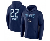 Men's Tennessee Titans #22 Derrick Henry Navy Team Wordmark Name & Number Pullover Hoodie