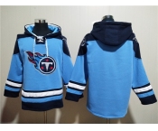 Men's Tennessee Titans Blank Blue Lace-Up Pullover Hoodie