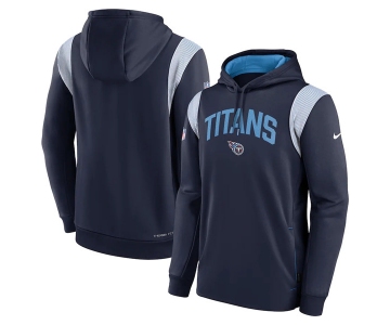 Men's Tennessee Titans Navy Sideline Stack Performance Pullover Hoodie