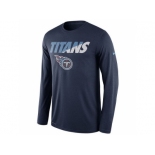 Men's Tennessee Titans Nike Navy Legend Staff Practice Long Sleeves Performance T-Shirt