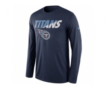 Men's Tennessee Titans Nike Navy Legend Staff Practice Long Sleeves Performance T-Shirt