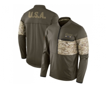 Men Los Angeles Rams Nike Olive Salute to Service Sideline Hybrid Half-Zip Pullover Jacket