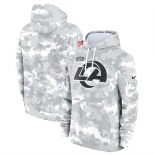 Men's Los Angeles Rams 2024 Arctic Camo Salute To Service Club Fleece Pullover Hoodie