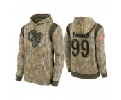 Men's Los Angeles Rams #99 Aaron Donald Camo 2021 Salute To Service Therma Performance Pullover Hoodie