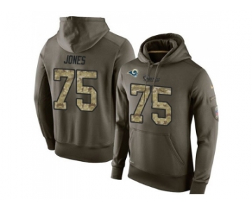 NFL Nike Los Angeles Rams #75 Deacon Jones Green Salute To Service Men's Pullover Hoodie