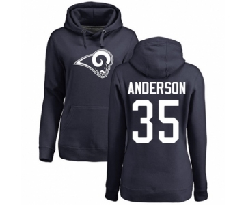 NFL Women's Nike Los Angeles Rams #35 C.J. Anderson Navy Blue Name & Number Logo Pullover Hoodie