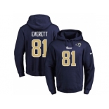 Nike Los Angeles Rams #81 Gerald Everett Gerald Everett Navy Blue Name & Number Pullover NFL Hoodie