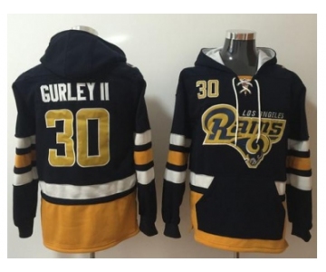 Nike Rams #30 Todd Gurley II Navy Blue Gold Name & Number Pullover NFL Hoodie