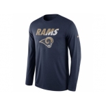 Men's St.Louis Rams Nike Navy Legend Staff Practice Long Sleeves Performance T-Shirt