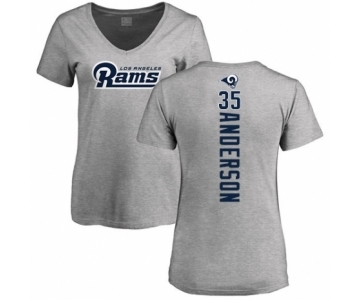 NFL Women's Nike Los Angeles Rams #35 C.J. Anderson Ash Backer V-Neck T-Shirt