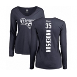 NFL Women's Nike Los Angeles Rams #35 C.J. Anderson Navy Blue Backer Slim Fit Long Sleeve T-Shirt