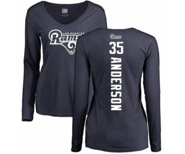 NFL Women's Nike Los Angeles Rams #35 C.J. Anderson Navy Blue Backer Slim Fit Long Sleeve T-Shirt