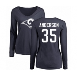 NFL Women's Nike Los Angeles Rams #35 C.J. Anderson Navy Blue Name & Number Logo Slim Fit Long Sleeve T-Shirt