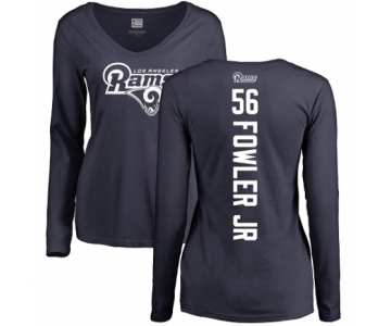 NFL Women's Nike Los Angeles Rams #56 Dante Fowler Jr Navy Blue Backer Slim Fit Long Sleeve T-Shirt