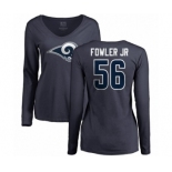 NFL Women's Nike Los Angeles Rams #56 Dante Fowler Jr Navy Blue Name & Number Logo Slim Fit Long Sleeve T-Shirt