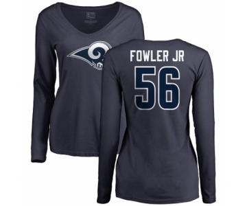 NFL Women's Nike Los Angeles Rams #56 Dante Fowler Jr Navy Blue Name & Number Logo Slim Fit Long Sleeve T-Shirt